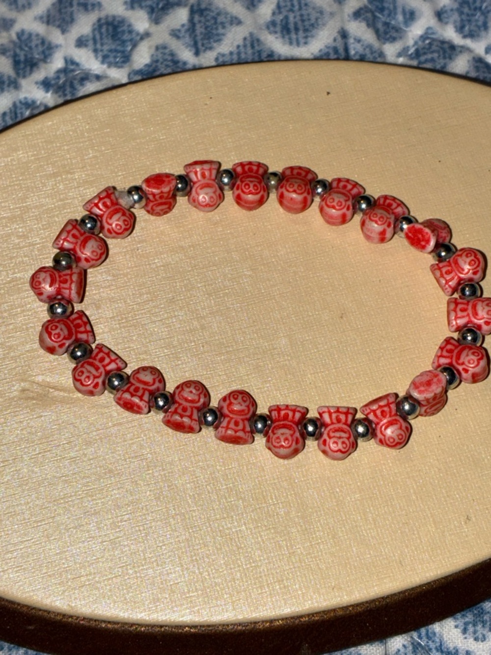 Red Beaded monkey  Stretch Bracelet - Women Jewelry